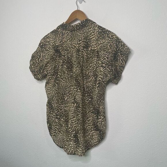 Joie Women’s Green Animal Print Oversized Short Sleeve Button Up Shirt Size S - Picture 7 of 7